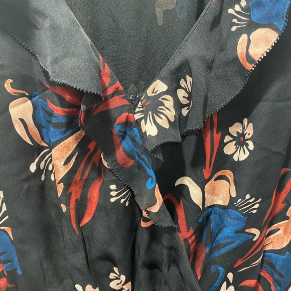 JOIE Nour Black Floral Tiered Ruffle Silk Dress $398 Sz XS Caviar - Picture 7 of 8